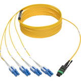 Tripp Lite N390-05M-8LC-AP MTP/MPO (APC) to 4xLC (UPC) Singlemode Breakout Patch Cable 40/100 GbE QSFP+ 40GBASE-PLR4 Plenum Yellow 5 m (16 ft.)