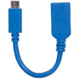 Manhattan 353540 SuperSpeed USB 3.1 Gen1 Type-C Male to Type-A Female Device Cable, 5 Gbps, Blue, 6"