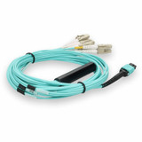 AddOn MTP-4LC-M10M-AO 10m Networks MTP-4LC-M10M Compatible MPO (Female) to 8xLC (Male) 8-Strand Aqua OM3 Fiber Fanout Cable