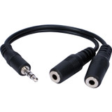 QVS CC400Y 3.5mm Mini-Stereo Male to Two Female Speaker Splitter Cable