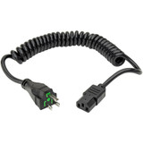 Tripp Lite Hospital-Grade Power Cord NEMA 5-15P to C13 Green Dot 10A 125V 18 AWG 8 ft. (2.43 m) Coiled Cord Black