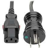 Tripp Lite Hospital-Grade Power Cord NEMA 5-15P to Locking IEC C13 Green Dot 15A 125V 14 AWG 25 ft. (7.62 m) Black