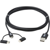 Tripp Lite M101-006-LMC-BK Universal USB-A to Lightning USB Micro-B and USB-C Sync/Charge Cable (M/3xM) MFi Certified Black 6 ft. (1.8 m)