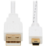 Tripp Lite U030AB-006-WH Safe-IT USB-A to USB Mini-B Antibacterial Cable (M/M), USB 2.0, White, 6 ft.