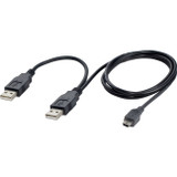 SYBA Multimedia CL-CAB20042 Double Strength USB Y Cable Combines Two Type-A Ports into a Mini-b 5-Pin, Black