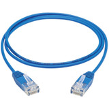 Tripp Lite N261-UR03-BL Cat6a 10G Certified Molded Ultra-Slim UTP Ethernet Cable (RJ45 M/M), Blue, 3 ft.