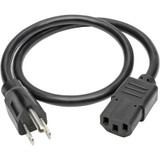 Tripp Lite Desktop Computer AC Power Cable NEMA 5-15P to C13 13A 125V 16 AWG 2 ft. (0.61 m) Black