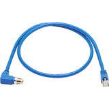 Tripp Lite NM12-6A4-02M-BL M12 X-Cat6a 10G F/UTP CMR-LP Shielded Ethernet Cable (Right-Angle M12 M/RJ45 M) IP68 PoE Blue 2 m (6.6 ft.)