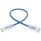 Tripp Lite N201-S01-BL Cat6 Gigabit Snagless Slim UTP Ethernet Cable (RJ45 M/M) PoE Blue 1 ft. (0.31 m)