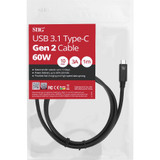 SIIG CB-TC0E11-S1 USB 3.1 Type-C Gen 2 Cable 60W - 1M