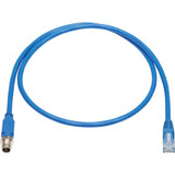 Tripp Lite NM12-602-01M-BL M12 X-Cat6 1G UTP CMR-LP Ethernet Cable (M12 M/RJ45 M) IP68 PoE Blue 1 m (3.3 ft.)