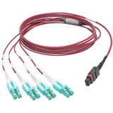 Tripp Lite N845-01M-8L-MG 40G MTP/MPO to 4xLC Fan-Out OM4 Plenum-Rated Fiber Optic Cable, 40GBASE-SR4, Push/Pull Tabs, Magenta, 1 m