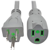 Tripp Lite Hospital-Grade Extension Cord NEMA 5-15P to NEMA 5-15R Green Dot 13A 125V 16 AWG 6 ft. (1.83 m) Gray