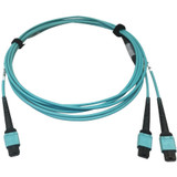 Tripp Lite N846D-03M-24BAQ 400G Multimode 50/125 OM4 Plenum Fiber Optic Cable 24F MTP/MPO-PC to (x2) 12F MTP/MPO-PC (F/F) Aqua 3 m