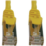 Tripp Lite N262-S03-YW Cat6a 10G Snagless Shielded Slim STP Ethernet Cable (RJ45 M/M), PoE, Yellow, 3 ft. (0.9 m)