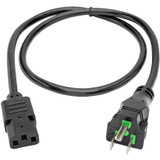 Tripp Lite Hospital-Grade Power Cord NEMA 5-15P to C13 Green Dot 10A 125V 18 AWG 3 ft. (0.91 m) Black