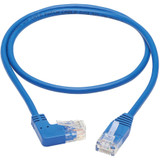 Tripp Lite N204-S02-BL-RA Right-Angle Cat6 Gigabit Molded Slim UTP Ethernet Cable (RJ45 Right-Angle M to RJ45 M) Blue 2 ft. (0.61 m)