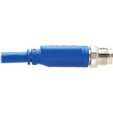 Tripp Lite NM12-6A3-03M-BL M12 X-Cat6a 10G F/UTP CMR-LP Shielded Ethernet Cable (Right-Angle M/M), IP68, PoE, Blue, 3 m (9.8 ft.)