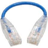 Tripp Lite N201-S6N-BL Cat6 Gigabit Snagless Slim UTP Ethernet Cable (RJ45 M/M) PoE Blue 6-in. (15.24 cm)