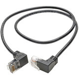 Tripp Lite N201-SR1-BK Right-Angle Cat6 Gigabit Snagless Molded Slim UTP Ethernet Cable (RJ45 M/M) Black 1 ft. (0.31 m)