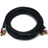 Monoprice 5348 15ft Premium 2 RCA Plug/2 RCA Plug M/M 22AWG Cable - Black