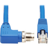 Tripp Lite NM12-6A4-10M-BL M12 X-Cat6a 10G F/UTP CMR-LP Shielded Ethernet Cable (Right-Angle M12 M/RJ45 M) IP68 PoE Blue 10 m (32.8 ft.)