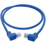 Tripp Lite N204-003-BL-UD Up/Down-Angle Cat6 Gigabit Molded UTP Ethernet Cable (RJ45 Up-Angle M to RJ45 Down-Angle M) Blue 3 ft. (0.91 m)