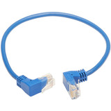 Tripp Lite N204-S01-BL-UD Up/Down-Angle Cat6 Gigabit Molded Slim UTP Ethernet Cable (RJ45 Up-Angle M to RJ45 Down-Angle M) Blue 1 ft. (0.31 m)