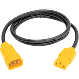 Tripp Lite 4ft Computer Power Cord Extension Cable C14 to C13 Yellow 10A 18AWG 4'