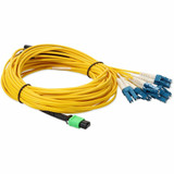 AddOn ADD-MPO-6LC5M9SMF 5m MPO (Female) to 6xLC (Male) 12-Strand Yellow OS2 Duplex OFNR (Riser-Rated) Fiber Fanout Cable