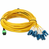 AddOn ADD-MPO-6LC5M9SMF 5m MPO (Female) to 6xLC (Male) 12-Strand Yellow OS2 Duplex OFNR (Riser-Rated) Fiber Fanout Cable