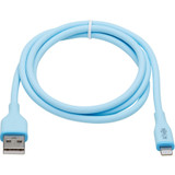 Tripp Lite M100AB-003-S-LB Safe-IT USB-A to Lightning Sync/Charge Antibacterial Cable (M/M), Ultra Flexible, MFi Certified, Light Blue, 3 ft. (0.91 m)