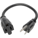 Tripp Lite Power Extension Cord NEMA 5-15P to NEMA 5-15R 13A 120V 16 AWG 1 ft. (0.31 m) Black