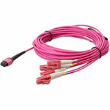 AddOn ADD-MPO-4LC7M5OM4LZ-MA 7m MPO (Female) to 8xLC (Male) 8-Strand Magenta OM4 LSZH Fiber Fanout Cable