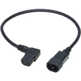 Tripp Lite Power Extension Cord Left-Angle C13 to C14 PDU Style 10A 250V 18 AWG 2 ft. (0.61 m) Black