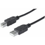 Manhattan 333368 Hi-Speed USB 2.0 A Male to B Male Device Cable, 6', Black