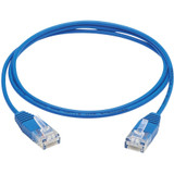 Tripp Lite N200-UR03-BL Cat6 Gigabit Molded Ultra-Slim UTP Ethernet Cable (RJ45 M/M) Blue 3 ft. (0.91 m)