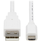 Tripp Lite U050AB-003-WH Safe-IT USB-A to USB Micro-B Antibacterial Cable (M/M), USB 2.0, White, 3 ft.