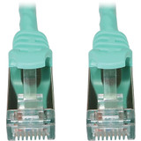 Tripp Lite N262-S01-AQ Cat6a 10G Snagless Shielded Slim STP Ethernet Cable (RJ45 M/M), PoE, Aqua, 1 ft. (0.3 m)