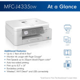 Brother INKvestment Tank MFC-J4335DW Inkjet Multifunction Printer-Color-Copier/Fax/Scanner-4800x1200 dpi Print-Automatic Duplex Print-30000 Pages-150 sheets Input-Color Flatbed Scanner-2400 dpi Optical Scan-Wireless LAN-Mopria-Brother Mobile Connect