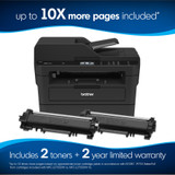 Brother MFC-L2750DW XL Extended Print Compact Laser All-in-One Printer with up to 2 Years of Toner In-box