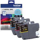 Brother LC401XL3PKS Original High Yield Inkjet Ink Cartridge - CMY - 3 Pack