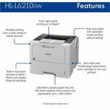 Brother HL-L6210DW Business Monochrome Laser Printer with Large Paper Capacity, Wireless Networking, and Duplex Printing