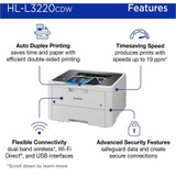 Brother HL-L3220CDW Wireless Compact Digital Color Printer with Laser Quality Output, Duplex and Mobile Device Printing