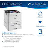 Brother Business Color Laser Printer HL-L8360CDWT - Wireless Networking - Dual Trays