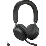 Jabra Evolve2 75 Wireless On-ear Stereo Headset - USB-C - For MS Teams - With Charging Stand - Black - Binaural - Ear-cup - 3000 cm - Bluetooth - 20 Hz to 20 kHz - MEMS Technology Microphone - Noise Cancelling