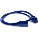 AddOn Power Cord - 15ft C14 Male to C15 Female - 14AWG - 100-250V at 15A - Blue