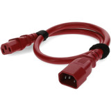 AddOn Power Cord - 6ft - C13 Female to C14 Male - 18AWG - 100-250V at 10A - Red