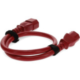 AddOn Power Cord - 7ft - C13 Female to C14 Male - 18AWG - 100-250V at 10A - Red