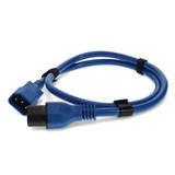 AddOn Power Cord - 4ft - C13 (Locking) Female to C14 (Locking) Male - 14AWG - 100-250V at 10A - Blue